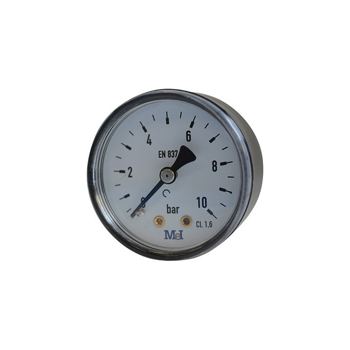 MANOMÈTRE 0-10 BARS M 1/4 PRISE ARRIÈRE COQUE 1 PIÈCE