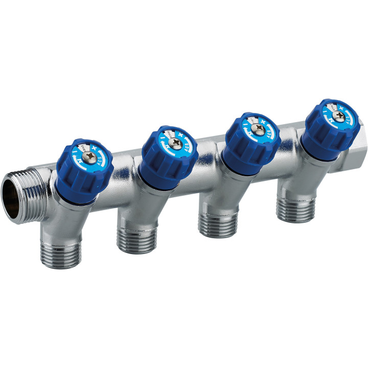 collecteur a robinet integré bleu mf 3/4 - 4 départs m 1/2