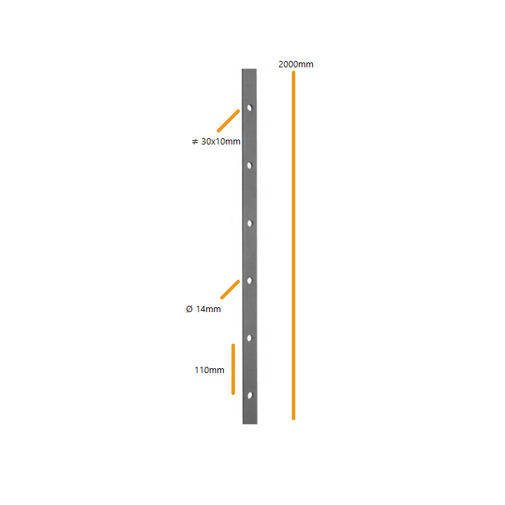 Traverse plat 30x10 percee rond 14mm  - les indispensables fer forge