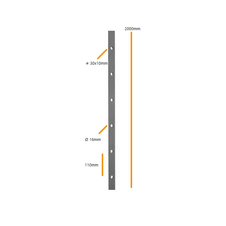 Travesaño plano 40x10 perforado redondo 16 - los indispensables hierro forjado