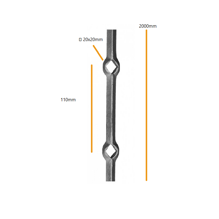Traverse renflee percee carre 2mm - sur maison du fer