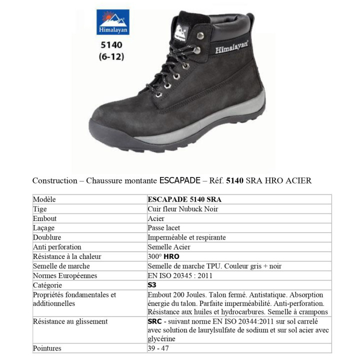 Calzado de seguridad ESCAPADE 5140 S3 SRA