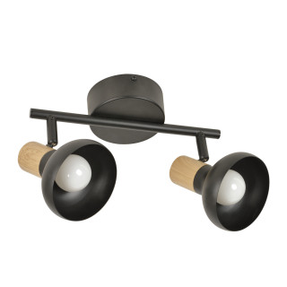 Foco de metal negro mate Corep Alvar 2 luces L30cm.