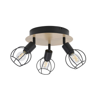 Lámpara de techo de metal y madera oscura Corep Owen 3 luces d24cm