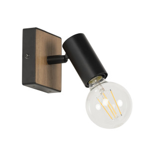 Foco de metal y madera natural/negro corep conrad 1l l10cm.