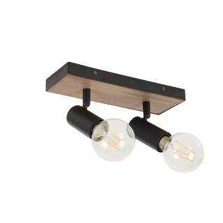 Foco de metal y madera natural/negro corep conrad 2l 28cm de largo.