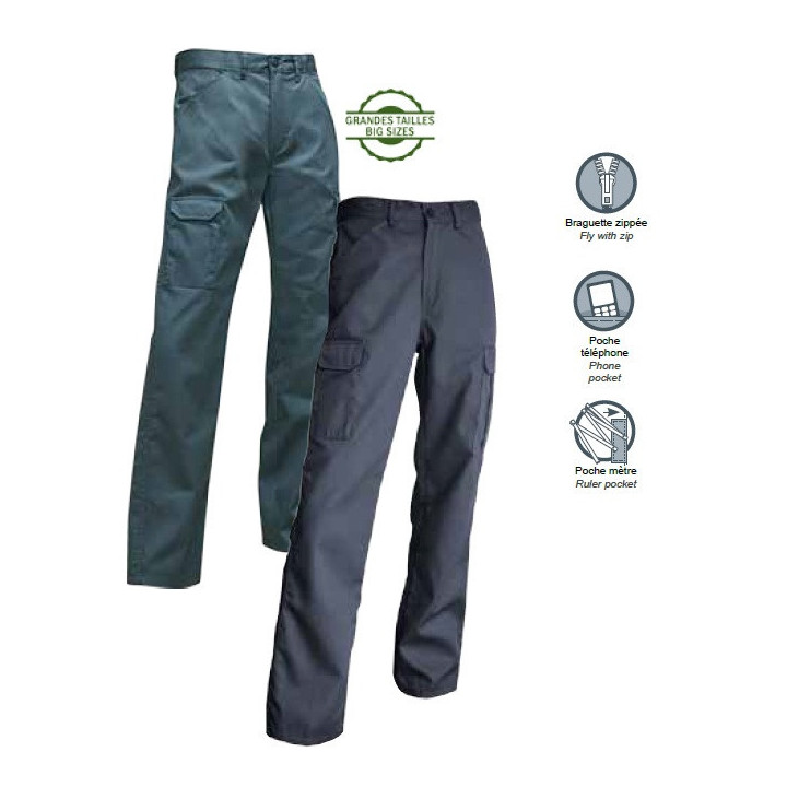 Pantalon truelle taille 38 à 60 gris - équipement habillage EPI