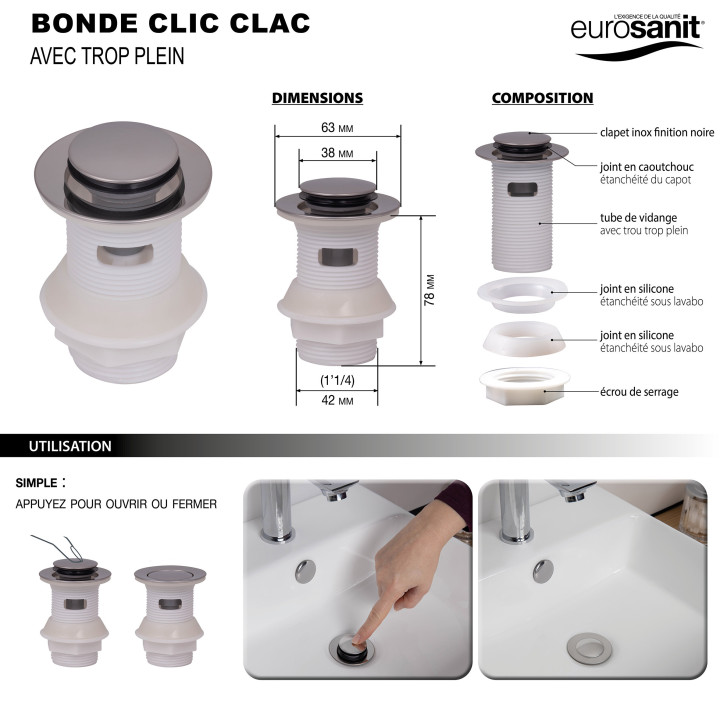 Desagüe de lavabo clic clac cromado