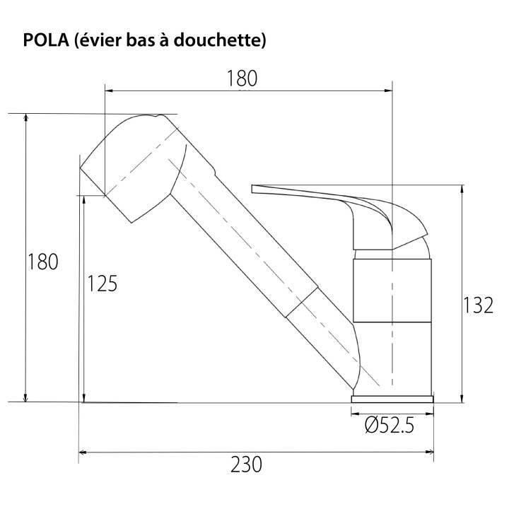 Mezclador fregadero con ducha pola cromado