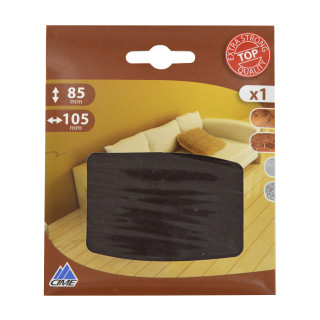 Patin carre adhesif feutre brun 85x105